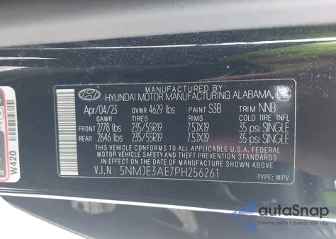 2023 Hyundai Tucson Limited z USA, uszkodzony, nr VIN 5NMJE3AE7PH256261